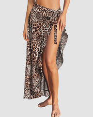 Side Tie Midi Sarong Long Sheer Cover Ups