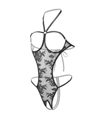 Sexy Lace Cutout Mini Bodysuit Halter Teddy Nightie