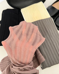 Vintage Sexy Vertical Striped Jacquard Sheer Stockings