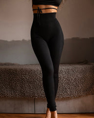 Vertical Striped Tummy-Controlling Butt Lifting Warm Stretch Leggings