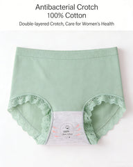 Women's Pure Cotton Breathable Skin-friendly Lace Trim Tummy Control Panties