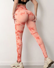Seamless Tie-dye High-waisted Slimming Butt-lifting Tight-fitting Yoga Pants