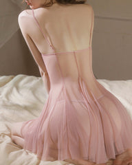 Sexy See-through Mesh Pleated Slip Nightgowns