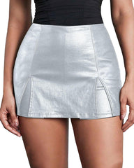 High-waisted PU Leather Tight-fitting Skirt Shorts