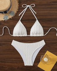 Beach Sexy Halter Bikini and 3D Floral Long Sundress