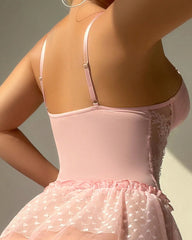 Sexy Underwire Gathered Transparent Mesh Bow One-Piece Lingerie