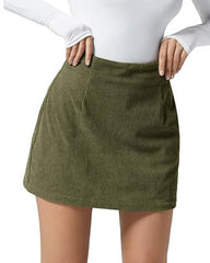 Corduroy Casual High-waisted A-line Mini Skirt