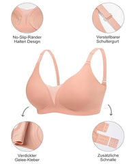 V-neck Comfortable Breathable Seamless Wire-free Push-up Mesh Bra