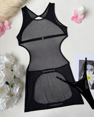 Sexy See-through Mesh Backless Bodycon Nightgown