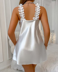 V-neck Ice Silk Solid Color Comfortable Home Nightgown