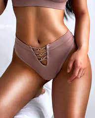 Mid-waist High-elasticity Comfortable Sexy Hollow-out Seamless Thong