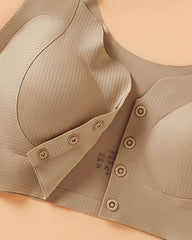 Women's V Neck Front Closure Seamless Wire-free Comfortable Breathable Vest Bra