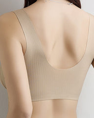 Women's V Neck Seamless Wire-free Comfortable Breathable Vest Bra