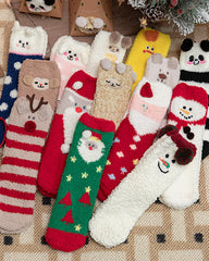 Christmas Coral Fleece Fun Print Warm Socks