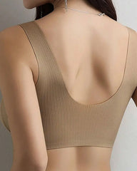 Women's V Neck Seamless Wire-free Comfortable Breathable Vest Bra
