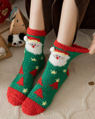 Christmas Coral Fleece Fun Print Warm Socks