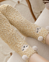 Christmas Coral Fleece Fun Print Warm Socks