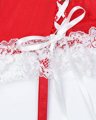 Sexy Christmas Lace Mesh Sheer Lingerie Set with Stockings