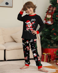 Santa Claus Colored Light Bulb Print Home Wear Parent-Child Pajama Set