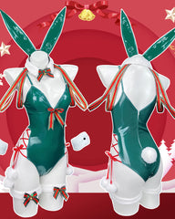 Christmas Sexy Bunny Girl Leather Lingerie Set