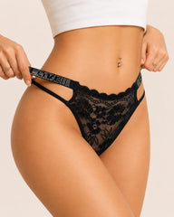Multiple Packs Sexy Rhinestone Lace See-Through Thongs