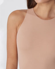 Round Neck Seamless with Bra Cups Tight-fitting Stretch Bodysuit