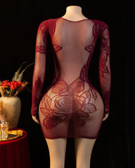 Sexy See-through Fishnet Long Sleeve Bodycon Nightgowns