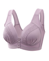Women's Front-closure Jacquard Lace Breathable Bra