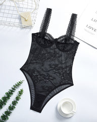 Sexy Lace See-through Underwire Shaping Bodysuit Lingerie