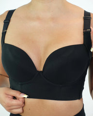 V-neck Wide Back Underwire Long Body Shaping Push-up Bra