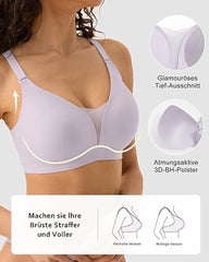 V-neck Comfortable Breathable Seamless Wire-free Push-up Mesh Bra