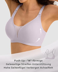 V-neck Comfortable Breathable Seamless Wire-free Push-up Mesh Bra