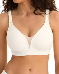 V-neck Comfortable Breathable Seamless Wire-free Push-up Mesh Bra