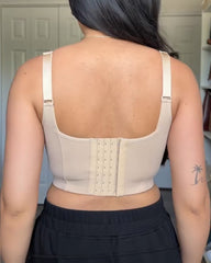 Women's Lace Trim Wide Back Underwire Long Body Shaping Push-up Bra