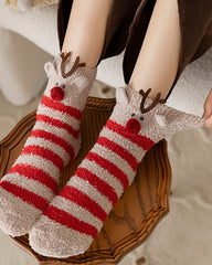 Christmas Coral Fleece Fun Print Warm Socks