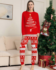 Christmas Tree Print Crew Neck Long-sleeved Family Pajama Set
