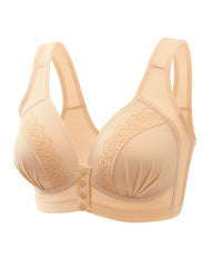 Women's Front-closure Jacquard Lace Breathable Bra