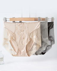 Plus Size Lace Sheer Mesh Seamless High-waisted Panties