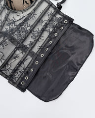 Sexy Strapless Lace Mesh See-through Underwire Bra Back Tie Fishbone Top