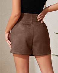 Women's Suede-like Knotted Pleated Irregular Mini Skirt