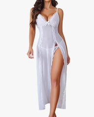 Sexy Mesh V Neck Side Split Nightdress