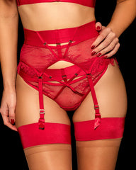 Sexy Eyelash Lace Garter Stockings Body Shaping Lingerie Set