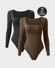 Trendy Square Neck Long Sleeve Bodysuit