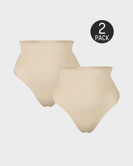 Mid-Waist Tummy Control Thong Panty (2 Pack)