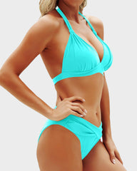 Vintage Halter Neck Bikini Swimsuit Set