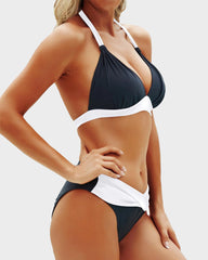 Vintage Halter Neck Bikini Swimsuit Set