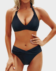 Vintage Halter Neck Bikini Swimsuit Set