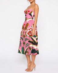 Beach Vacation Retro Floral Print Spaghetti Strap Maxi Dress