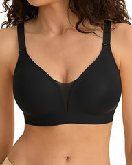 V-neck Comfortable Breathable Seamless Wire-free Push-up Mesh Bra