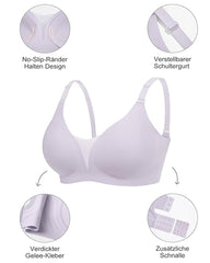 V-neck Comfortable Breathable Seamless Wire-free Push-up Mesh Bra